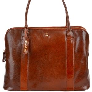 Ashwood Leather “Gina Bridge” Brown Convertible Large Tote / Messenger Bag